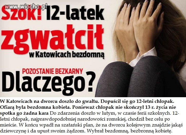 12 latek z nudów zgwałcił bezdomną