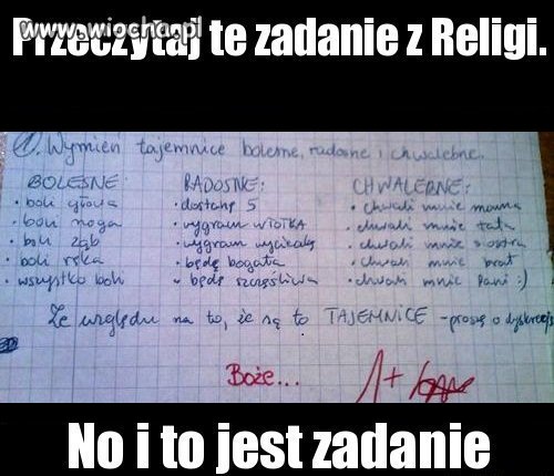 Zadanie z religii