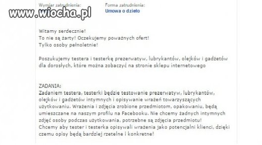 PRACA! TESTER GADŻETÓW DLA DOROSŁYCH!!!