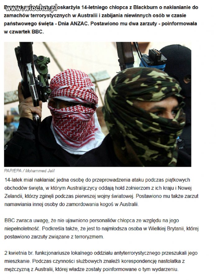 Złapano i oskarżono 14latka, który nawoływał...