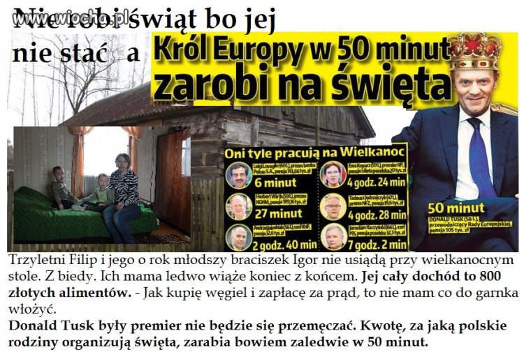 Ludzie nie mają za co żyć, a on w 50 minut zarobi 