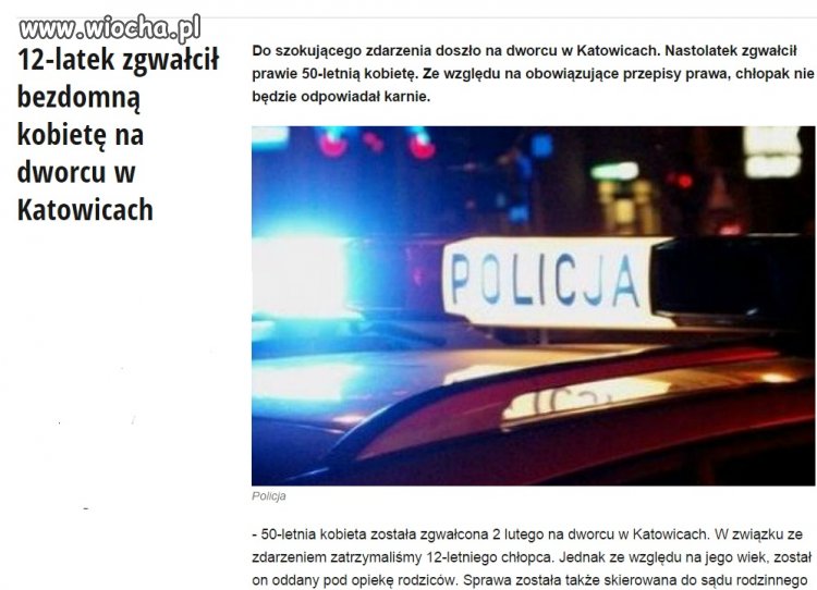 12 latek gwałci bezdomną 50-latkę