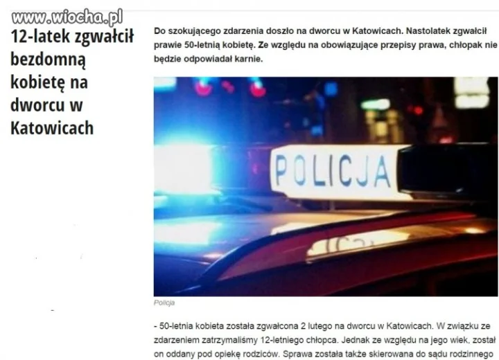 12 latek gwałci bezdomną 50-latkę