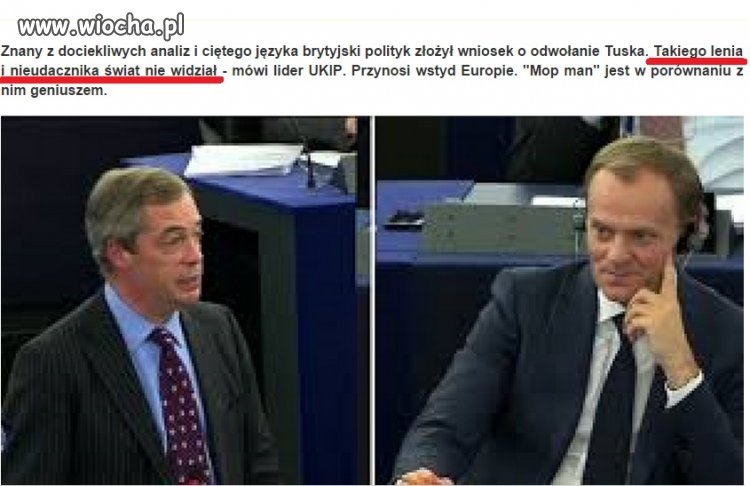 Unia rzyga Tuskiem..ale my zwrotów nie przyjmujemy