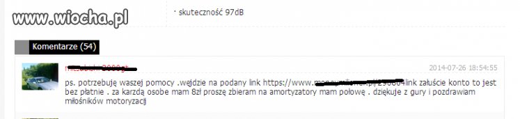 Chłopak zbiera na amortyzatory. 