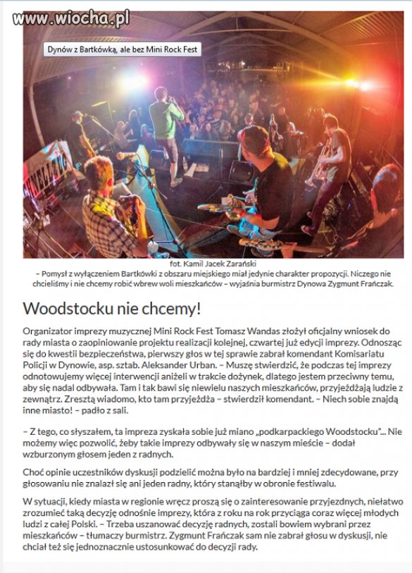Woodstocku nie chcemy!