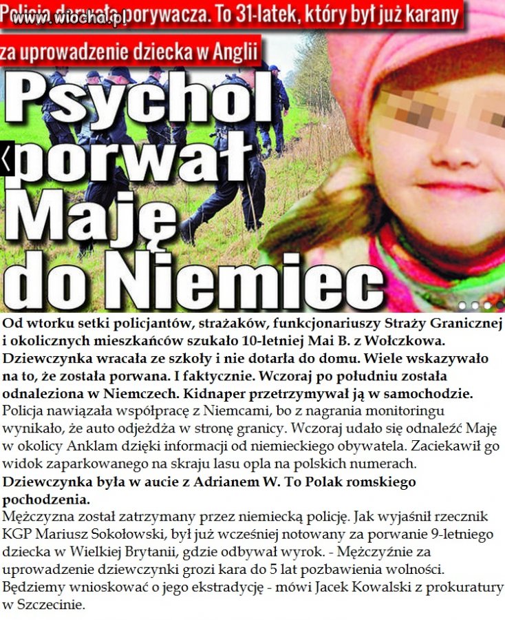 Porwana przez Polaka romskiego pochodzenia