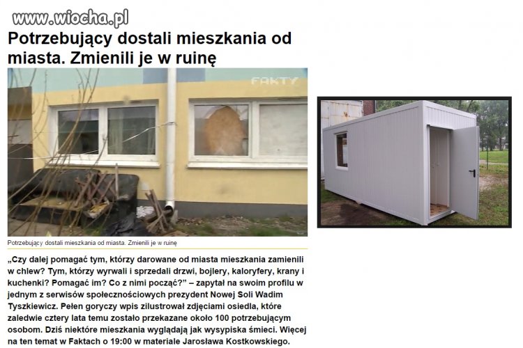 Dać syfiarzom kontener a mieszkania nowożeńcom