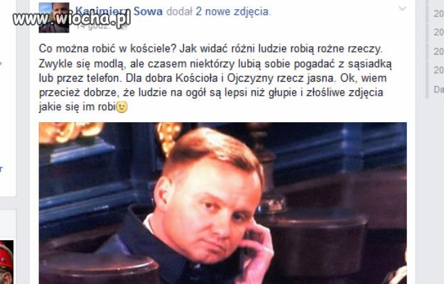 Kandydat Andrzej Obłuda w kościele