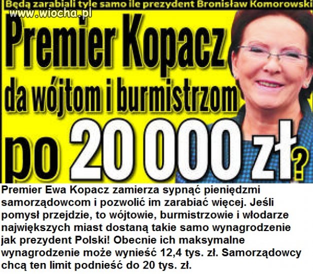 Kopacz sypnie pieniędzmi 