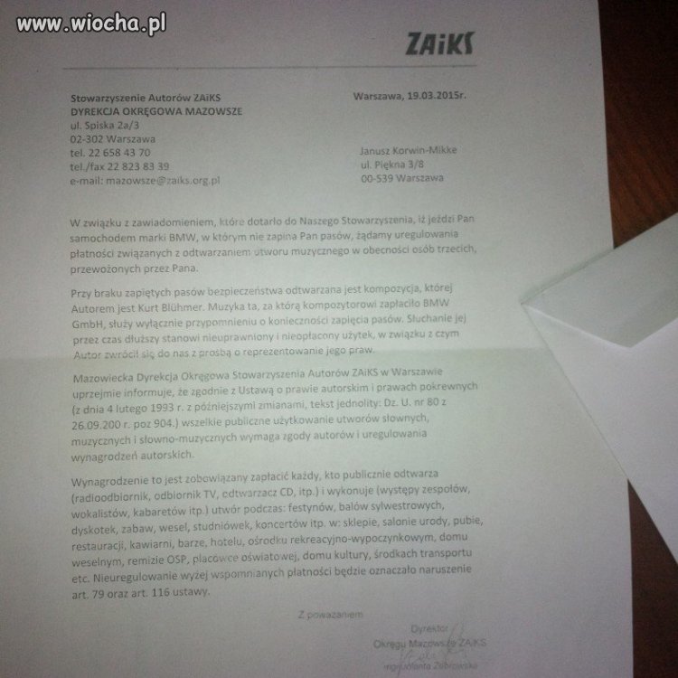 Jak to ZAIKS Korwina ściga