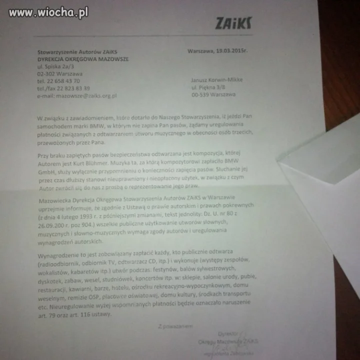 Jak to ZAIKS Korwina ściga