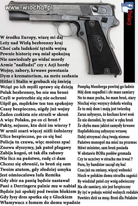 Jestem za legalizacją broni dla 