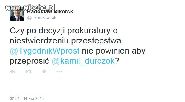 Sikorski o sługusie PO