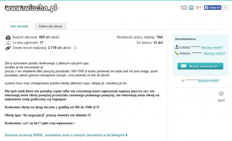 500 zł za portal randkowy - wyzyskiwacz!