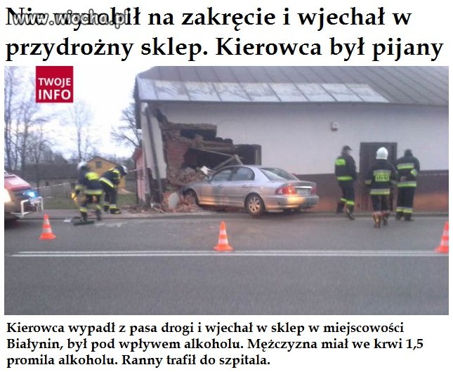 Pijany wjechał w sklep