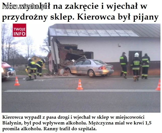 Pijany wjechał w sklep