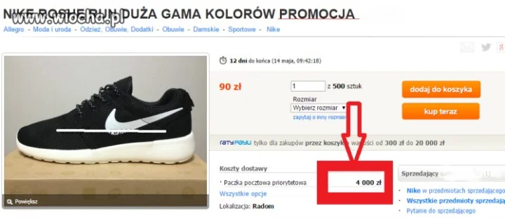 Absurdem jest cena przesyłki...