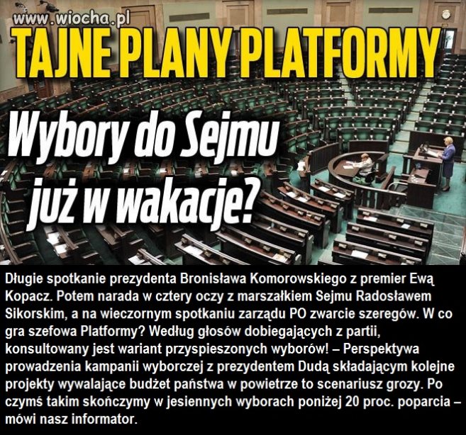 Chcą przyspieszyć wybory, boją się o poparcie 