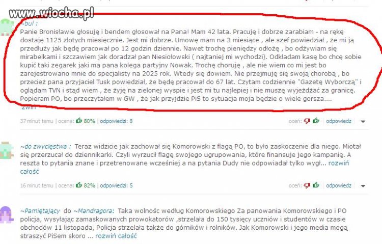 Uzasadnienie wyborcy dlaczego głosuje na Komora
