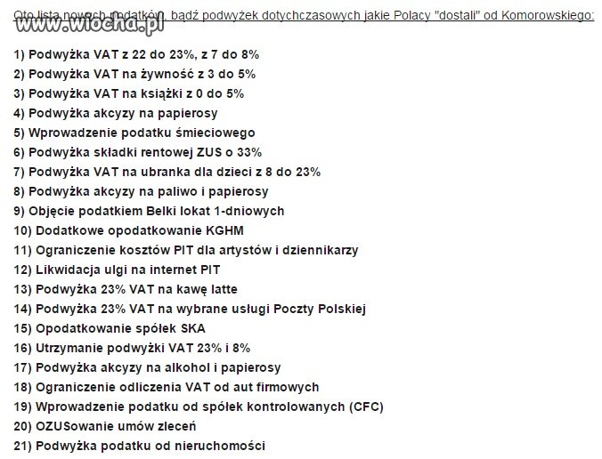 Obietnice 2010 obniżenia podatków przez bronka