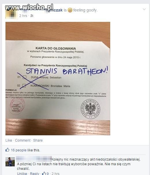 Nie każdy rozumie przywilej demokracji...