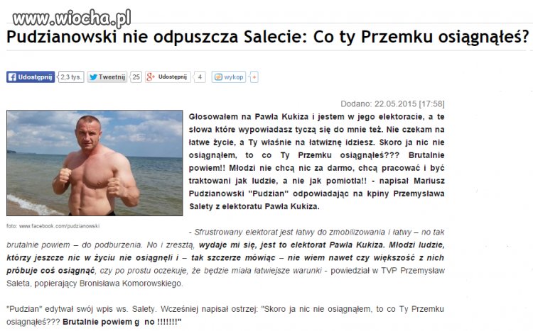 Pudzian odpowiada na belkot Salety.