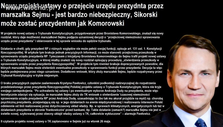 Marszałek może przejąć urząd prezydenta 