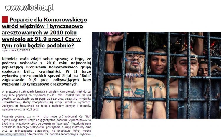 II Tura w 2010r 91.9% kryminalistów popiera Bronka