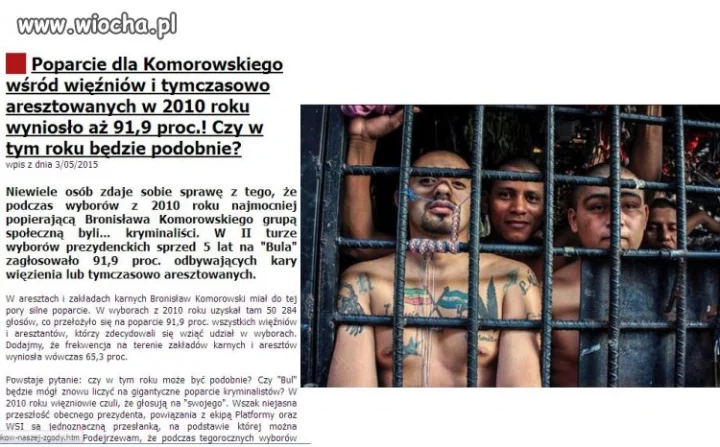 II Tura w 2010r 91.9% kryminalistów popiera Bronka