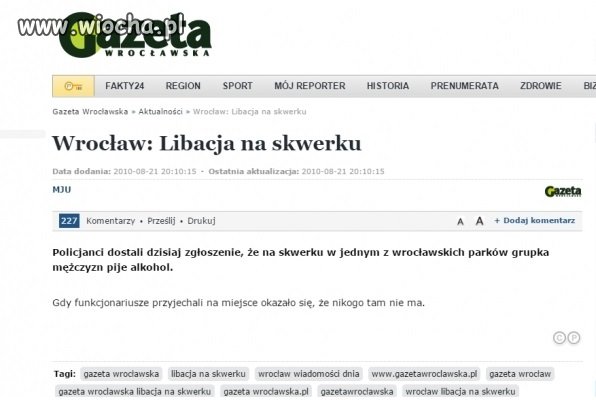 Takie news'y tylko w gazecie Wrocławskiej