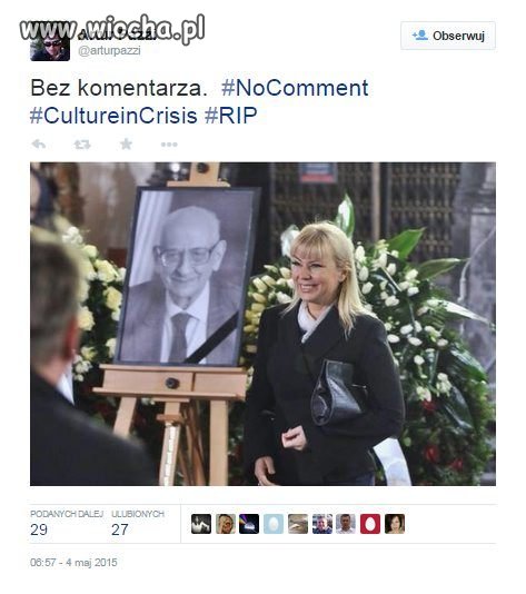 Bieńkowska roześmiana na pogrzebie Bartoszewskiego