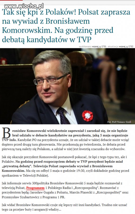 Widać, że boi się rywali