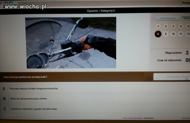 Test na prawo jazdy kategoria A