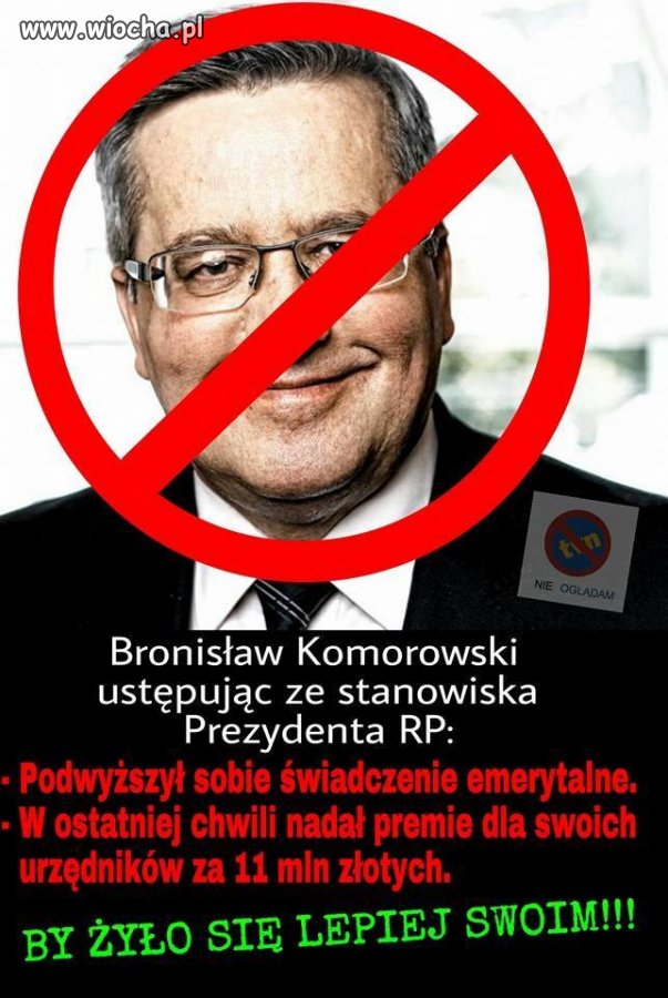 Odchodzący Komorowski na pożegnanie dał 11 mln zł