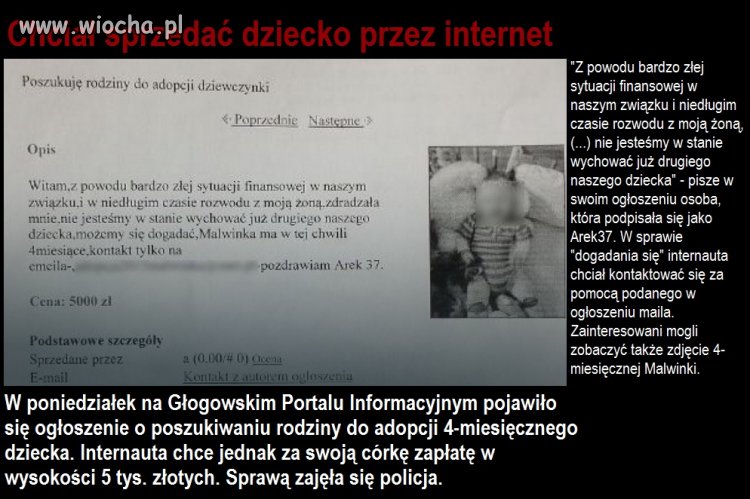 Chciał sprzedać córkę 