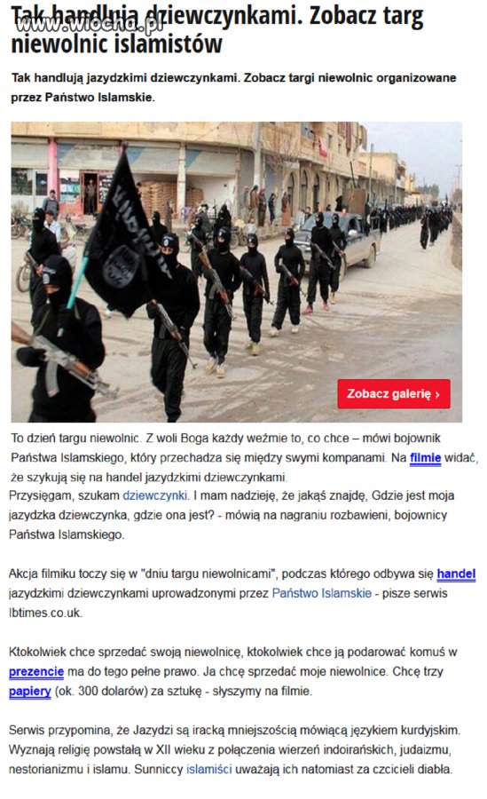 Islamskie Państwo ostoja "miłości i tolerancji"