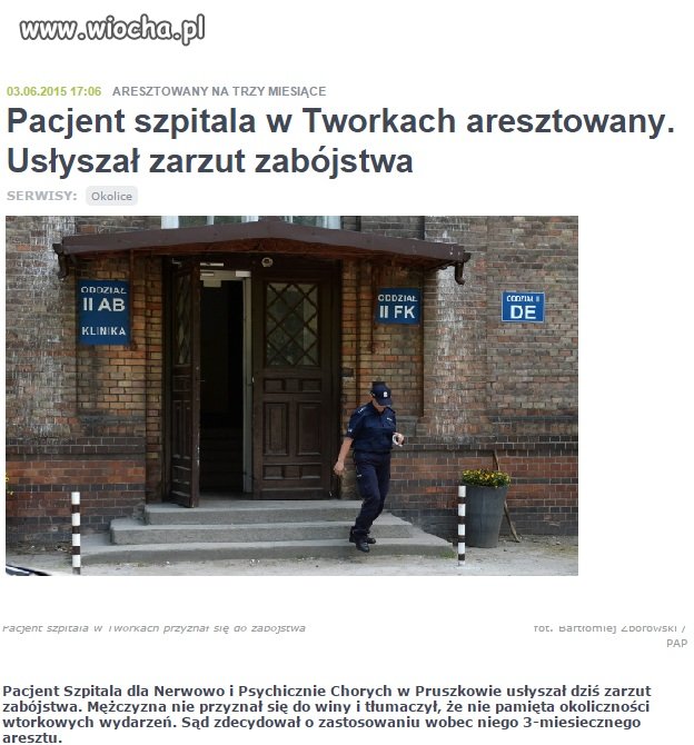 Psychicznie chorego z Tworek aresztują