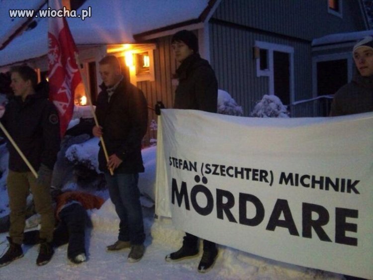 Szwedzcy nacjonaliści pod domem Stefana Michnika