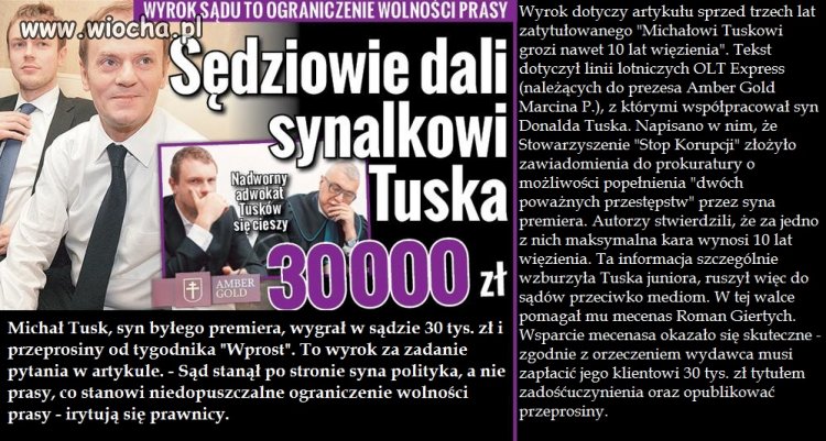 Młody "Tusek" dostanie 30 tys.