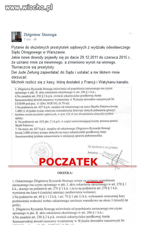 Stonoga winny czy niewinny
