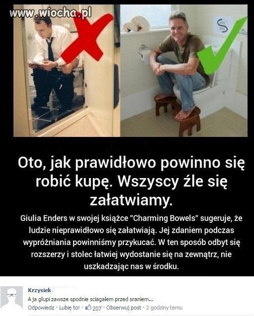 Jak prawidłowo robić kupę