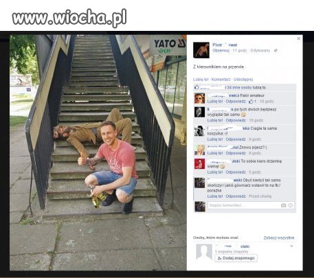Zdjęcie z pijanym, bezdomnym i chwalenie na fb