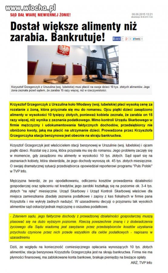 Bankrutuje, bo dostał większe alimenty niż zarabia