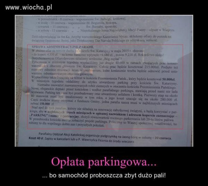 Auto proboszcza sporo pali ...