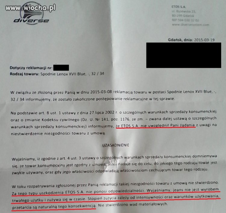 To na co ta gwarancja? - tym razem Diverse