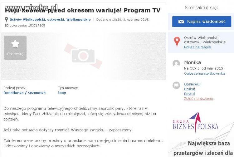 Ogłoszenie w kategorii praca