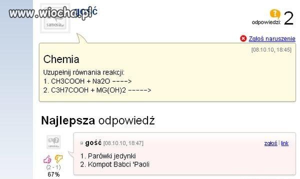 Uzupełnij równania reakcji
