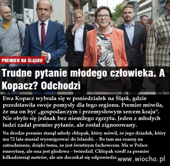 Padło trudne pytanie, Kopacz ucieka 