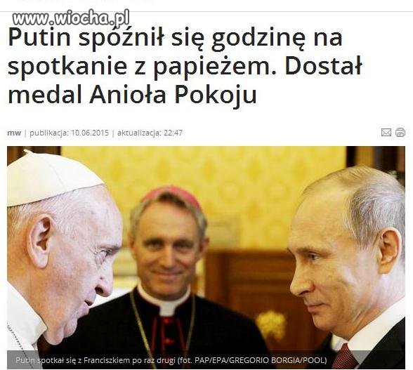 Putin dostał medal Anioła Pokoju